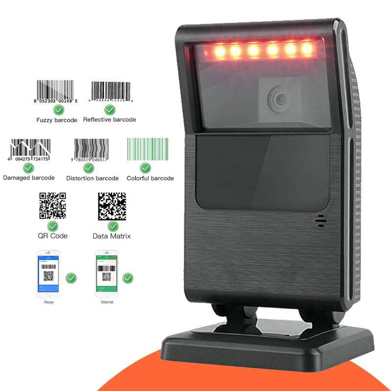 2D 바코드 스캐너, 만능 데스크탑 자동 감지 데이터 매트릭스 리더, 슈퍼마켓 1D QR 코드, USB 바코드 리더