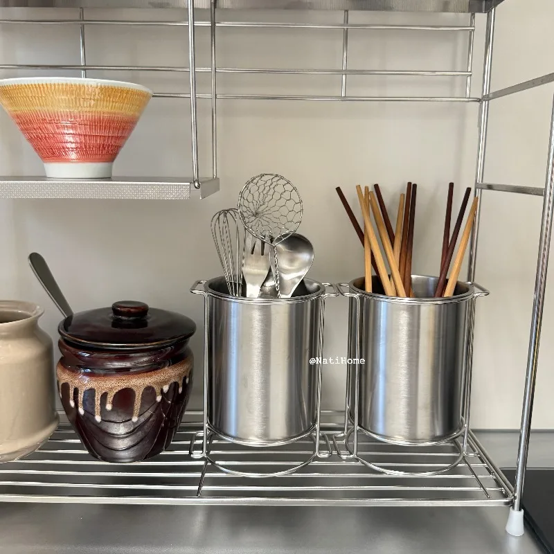 Stainless Steel Chopstick Holder with Drain Holes Kitchen Utensil Drainer Storage Tube Knife/Fork Organizer Cutlery Drying Rack 3