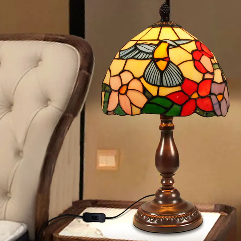 American Retro Led Wrought Iron Glass Table Lamp For Home Decoration Living Room Sofa Bedroom Bedside Dining Room Lighting