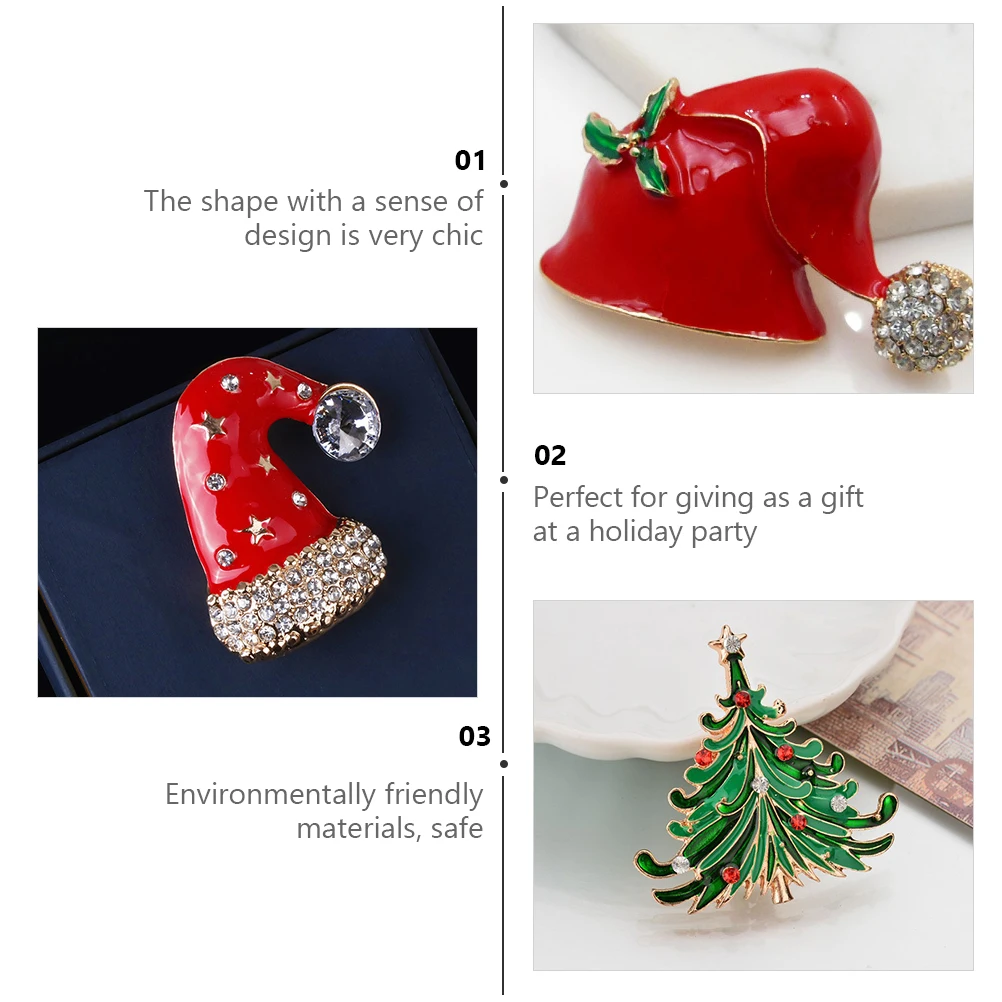 

5 Pcs Xmas Brooches Pins Christmas Decorations Snowflake Snowman Badge Clasp Alloy Miss