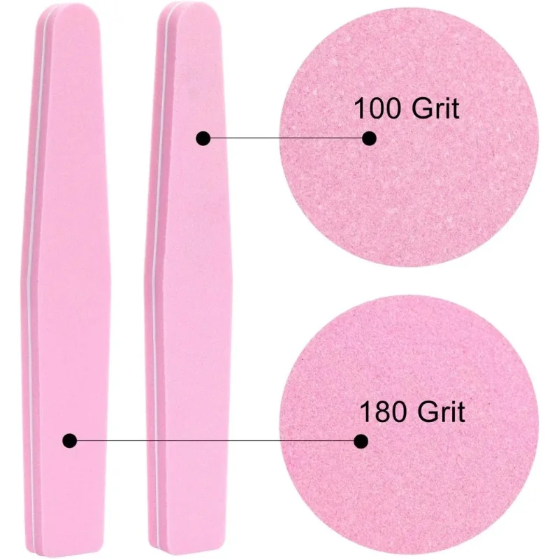 Tampon à ongles éponge rose : lime polie, convient aux ongles acryliques et naturels