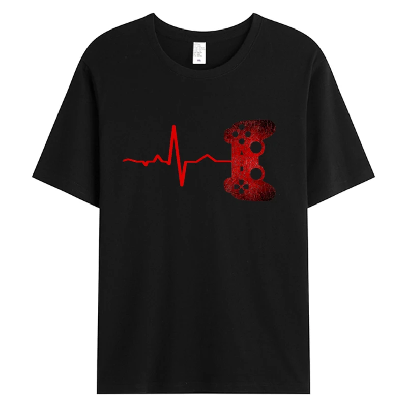 

Gamer Heartbeat Video Games Gaming Men T-shirts Men's Cotton Fabric Graphic Holiday Weekend Party Tops Tees Man Clothing