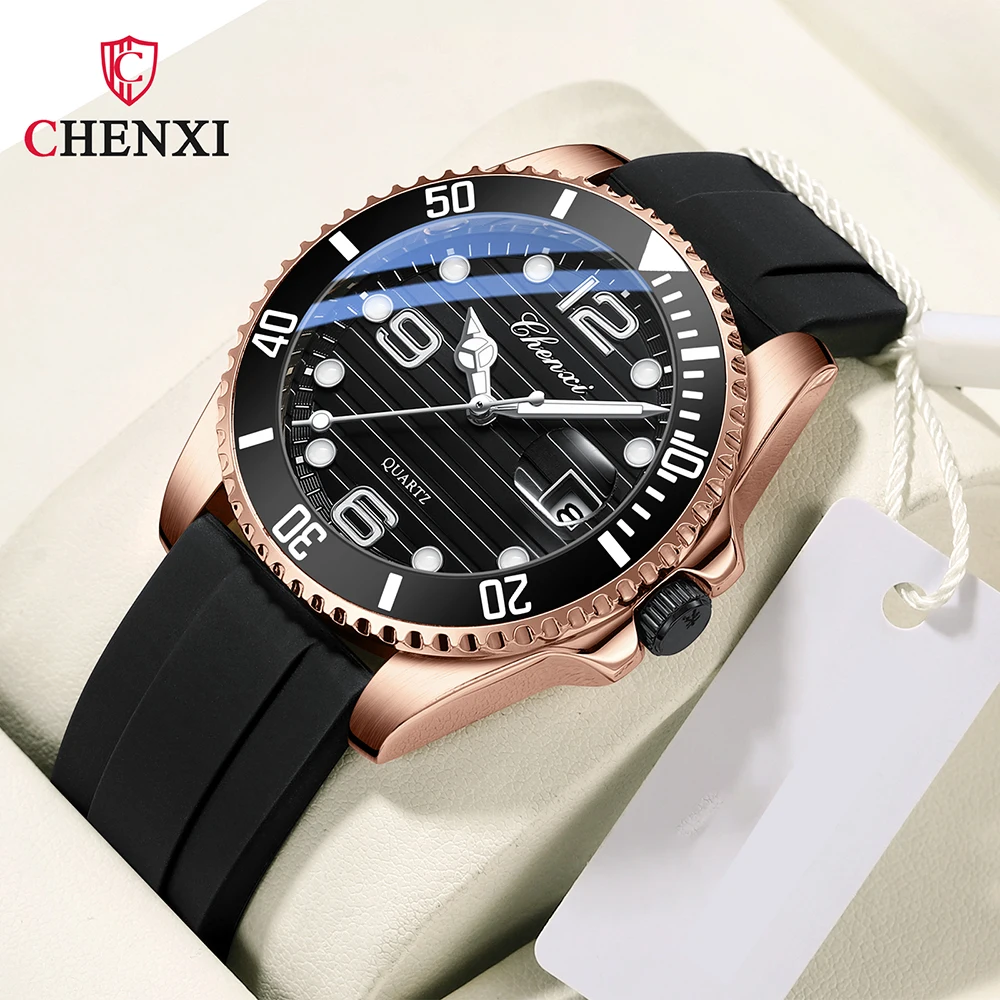 

CHENXI8285 Brand Original Brand New Men's Quartz Wristwatches Waterproof Date Silicone Strap Sports Leisure Quartz Watch for Men