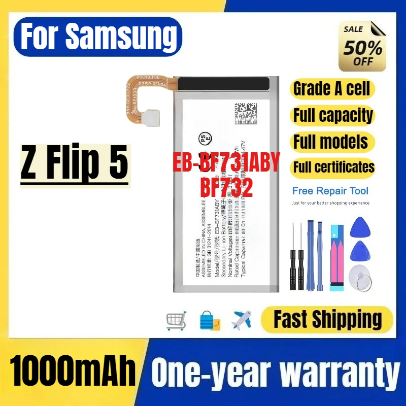 

EB-BF731ABY/BF732 for Samsung Z Flip 5 Phone Battery High Quality High Capacity Replacement Bateria Grade A Cell with Tools