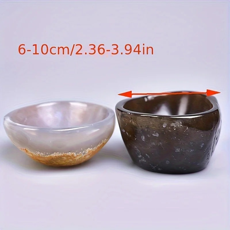 1pc Natural Agate Quartz Crystal Bowl- Handcrafted Original Stone Meditation Bowl