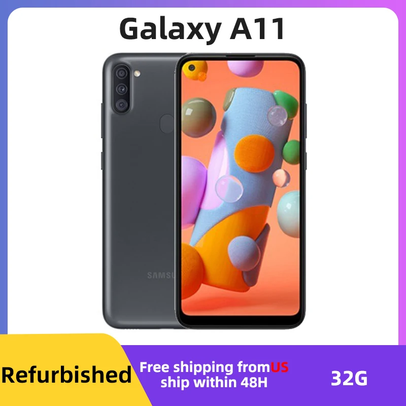 

Samsung Galaxy A11 4G Unlocked Smartphone 2GB RAM 32GB ROM Black Refurbished Android Excellent Condition Fully Functional