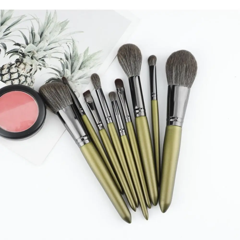 Juego de brochas de maquillaje esponjosas, fibra suave con bolsa de almacenamiento, Kit de brochas cosméticas para ojos, pelo de fibra, pelo de cabra, brocha para polvos sueltos