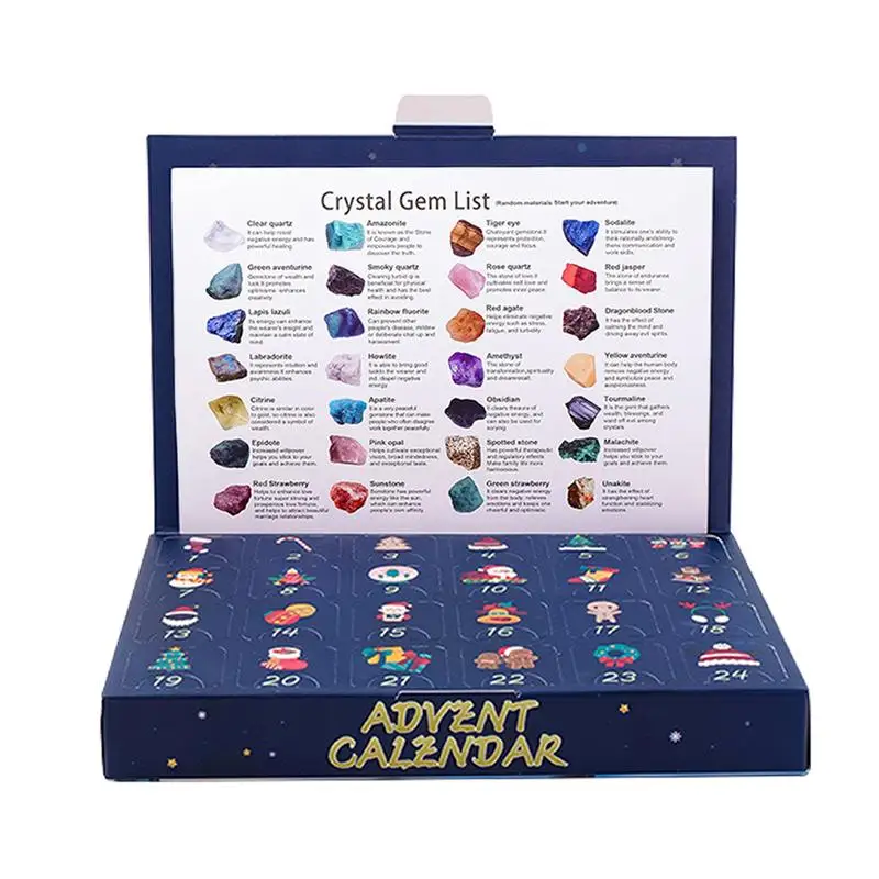 Crystal Advent Calendar 2024 Children's Crystal Gem Crystal Collection Christmas Countdown Toys Gemstone Stone Learning Kit For