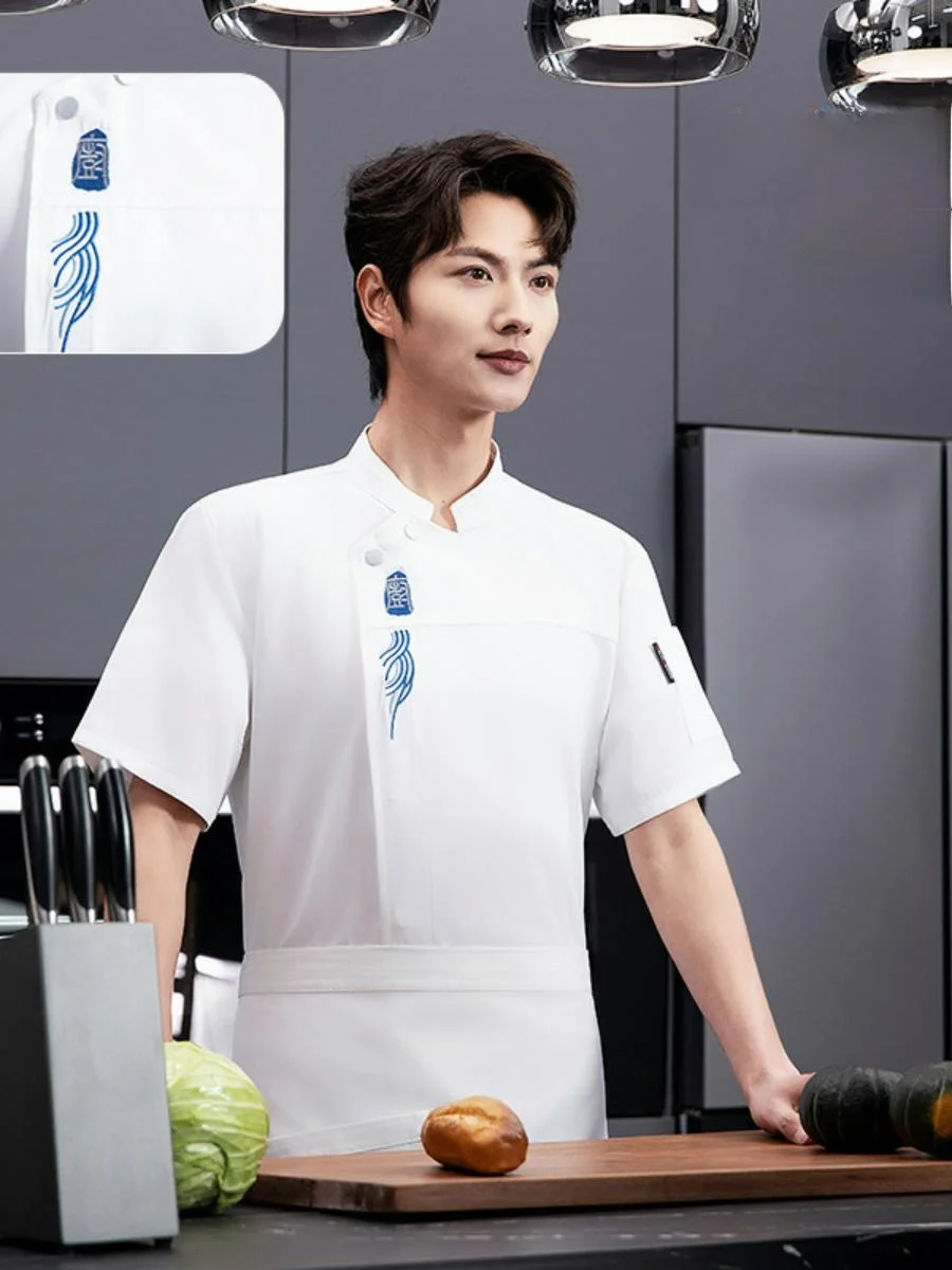 

Spring New Large Size ort Sve Chef orms Work Clothes for Kitchen Hotel Restaurant Cusizable Logo Printed Men's Wo...