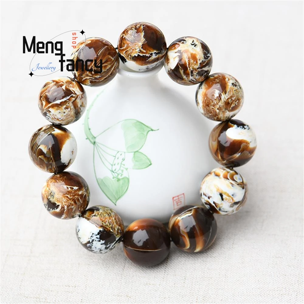 Myanmar Honey Raw Stone Beeswax Amber Demon Flower Porcelain White Ash Root tea Po Bracelet Exquisite High-grade Fashion Jewelry