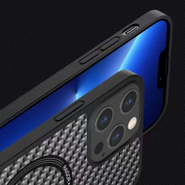Magnetic Real Matte Carbon Fiber Soft TPU Phone Case for iPhone 13 Pro iPhone 13 Pro Max Shell MagSafe Wireless Charging