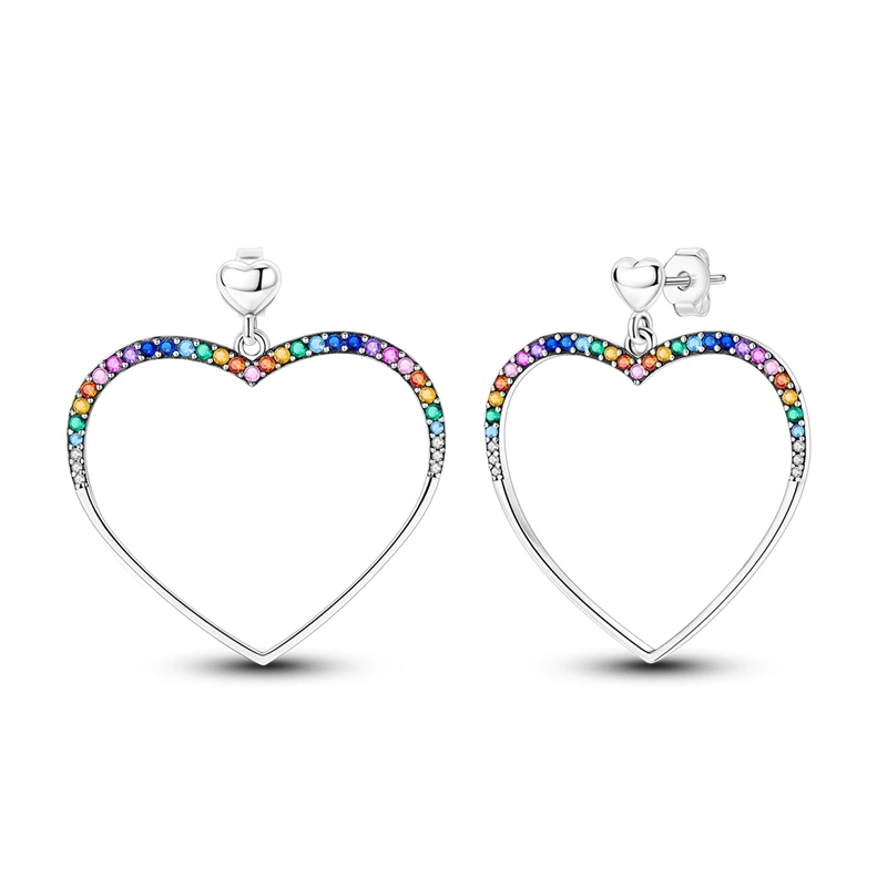 

925 Sterling Silver Earrings Women Sparkling Heart Shaped Zirconia Stud Earring For Anniversary Wedding Jewelry Gifts