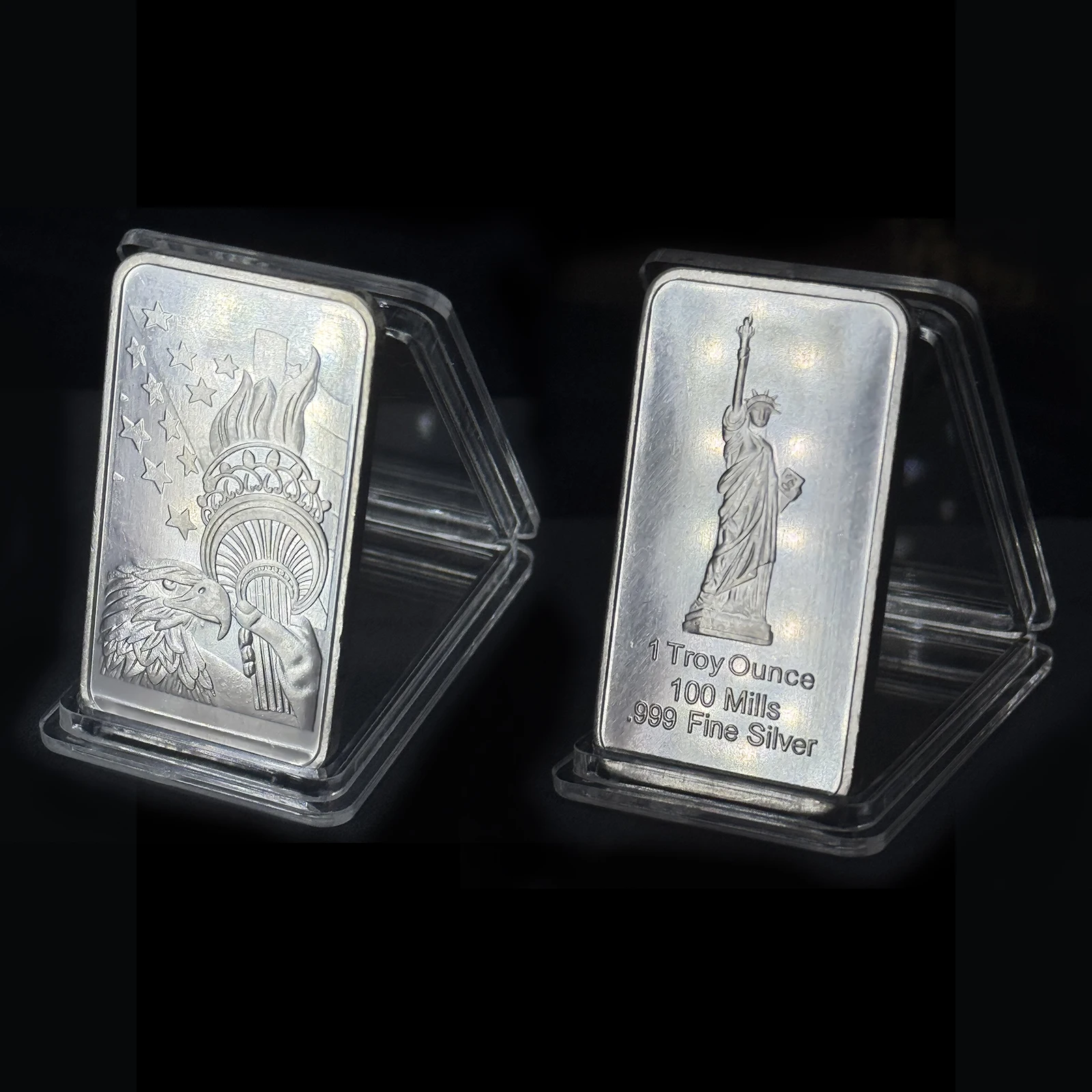 US Statue of Liberty  1 oz Replica Gold/Silver Bar Eagle and Torch Pattern Decorative Craft Coin