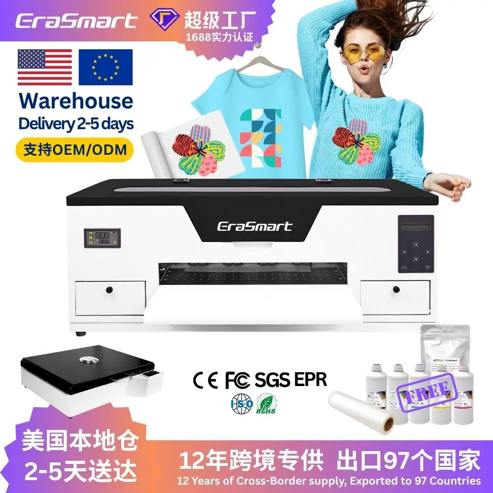 

EraSmart трансграничный популярный термотрансферный принтер с белыми чернилами, настольная футболка, шляпа, офсетная цифровая печатная машина DTF