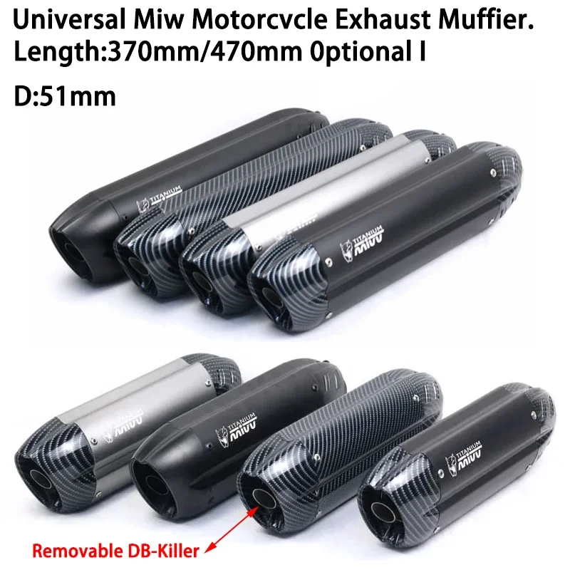 

51mm Universal Motorcycle Mivv Exhaust Muffler Escape for Kawasaki Yamaha Honda Suzuki ETC Moto Exhaust Pipe Modified Accessorie