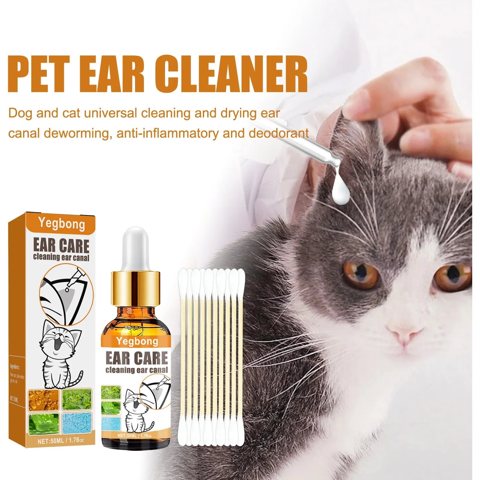 New Cat And Dog Ear Cleaner Pet Drops For Infections Control Yeast Mites Removes Ear Mites And Ear Wax Relieve Itching