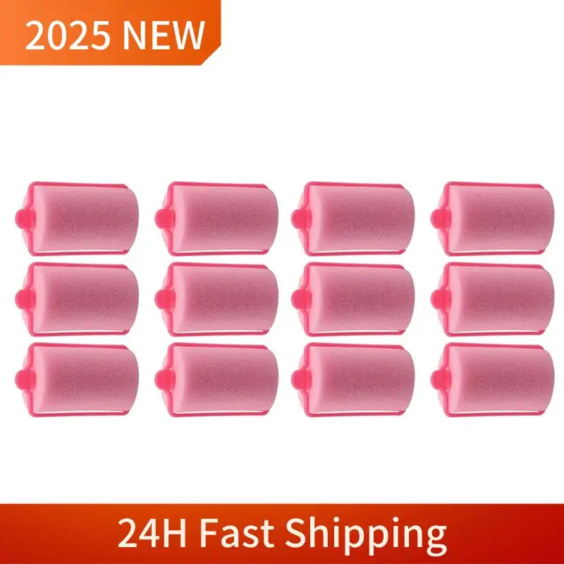 2025 Trend 24Pcs Dark Pink Hair Styling Soft Foam Sponge Rollers Curlers Hairdressing Tool