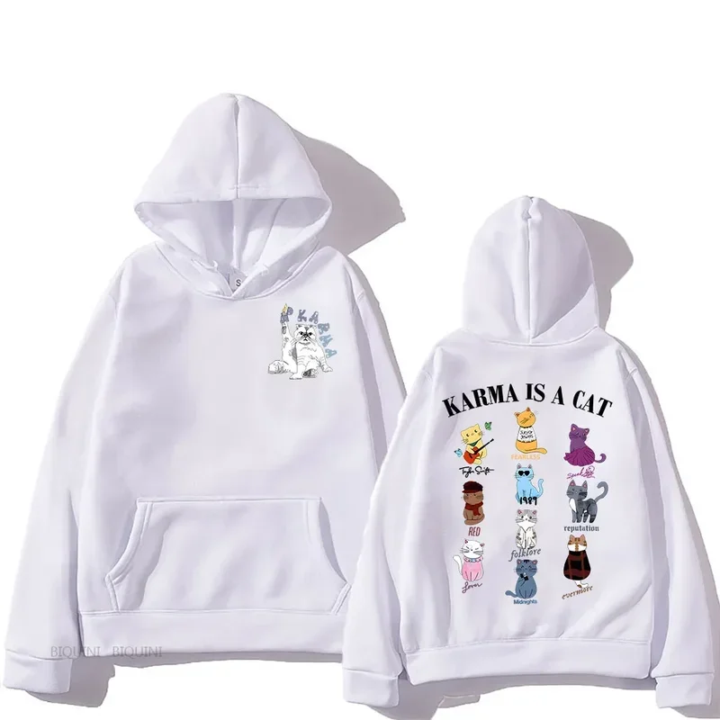 The Eras Tour Karma Is A Cat 2023 Hooded Sweatshirt Men Aesthetic Pullovers Unisex Graphic Hoodies Loose and Prevalent Sportwear