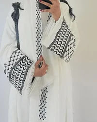 Abaya abierta de Ramadán para mujer, Kimono bordado de Keffiyeh de Palestina, Abayas turcas musulmanas de lujo, caftán islámico de Dubái, 2024