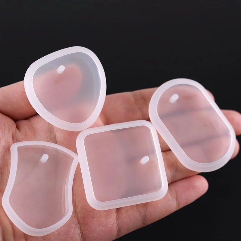 2025 1Pcs DIY Keychain Pendant Silicone Mold Set Crystal Epoxy Resin Mold Round Rectangle Pendants Jewelry Making Casting Mould