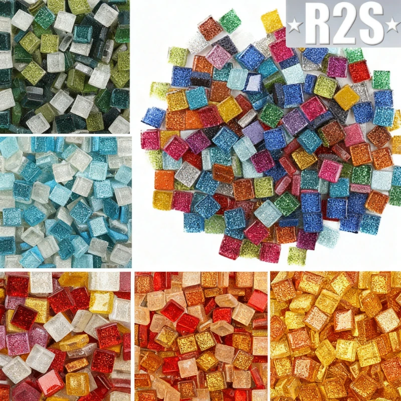 100g Diy Mix Color Glitter Glass Mosaic Stones Mosaic Tiles Glass Pebbles Crafts Material Puzzle For Diy Mosaic Making Art