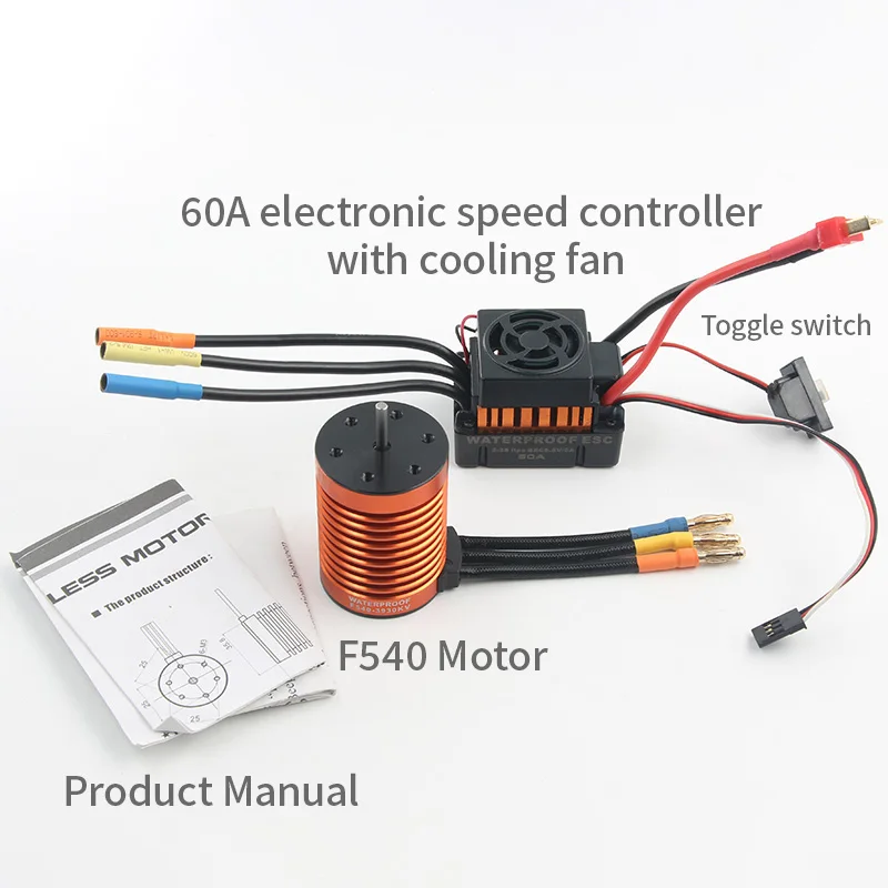 มอเตอร์ไร้แปรงถ่านกันน้ำ FATJAY RC Hobby RC 1:10 รุ่น F540 3650-3930KV พร้อม ESC ไร้แปรงถ่านกันน้ำระบายความร้อนด้วยอากาศ 60A 2-3S
