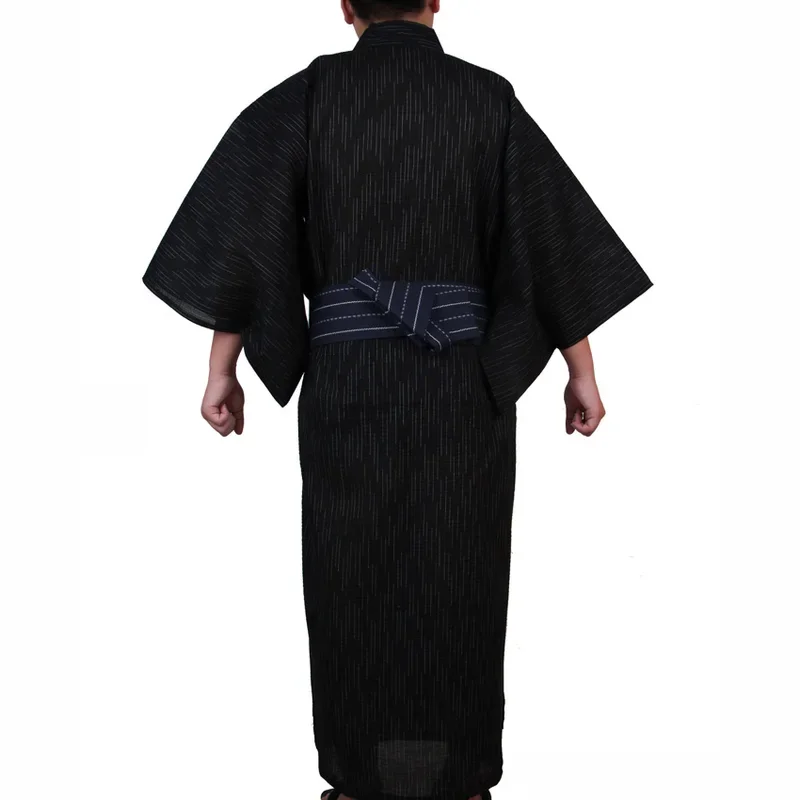 Quimono samurai de algodão solto masculino, Yukata preto, roupa tradicional, pijama, camisola, roupa de casa, trajes japoneses, Jinbei