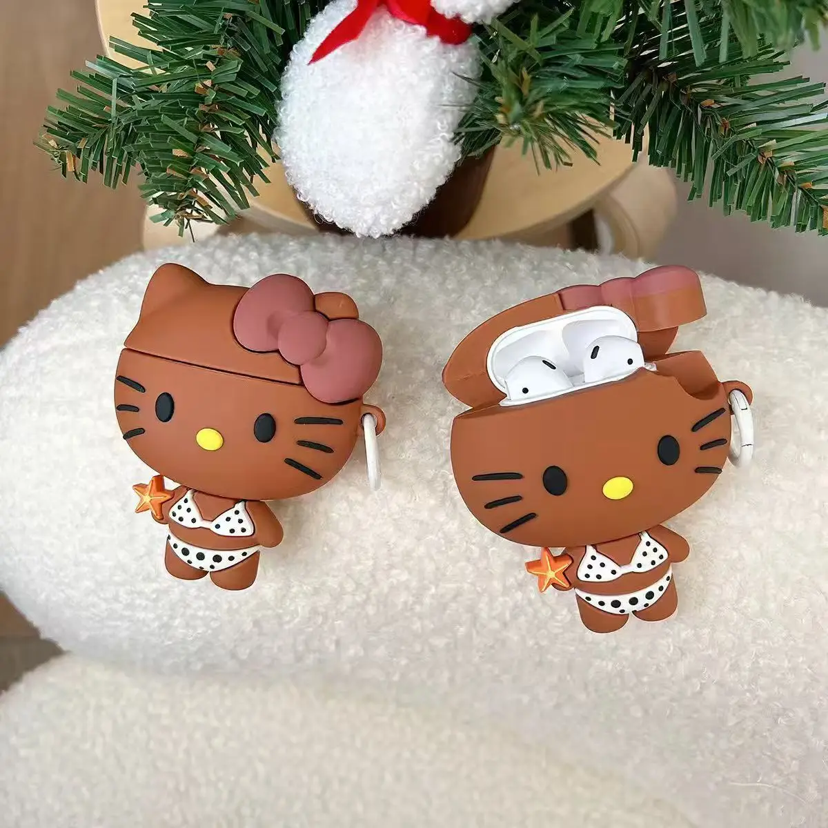 MINISO ملابس السباحة السوداء كيتي AirPods Pro 3 حافظة أبل 1/2 Gen سماعة لاسلكية تعمل بالبلوتوث غطاء سماعة أذن 4 #4