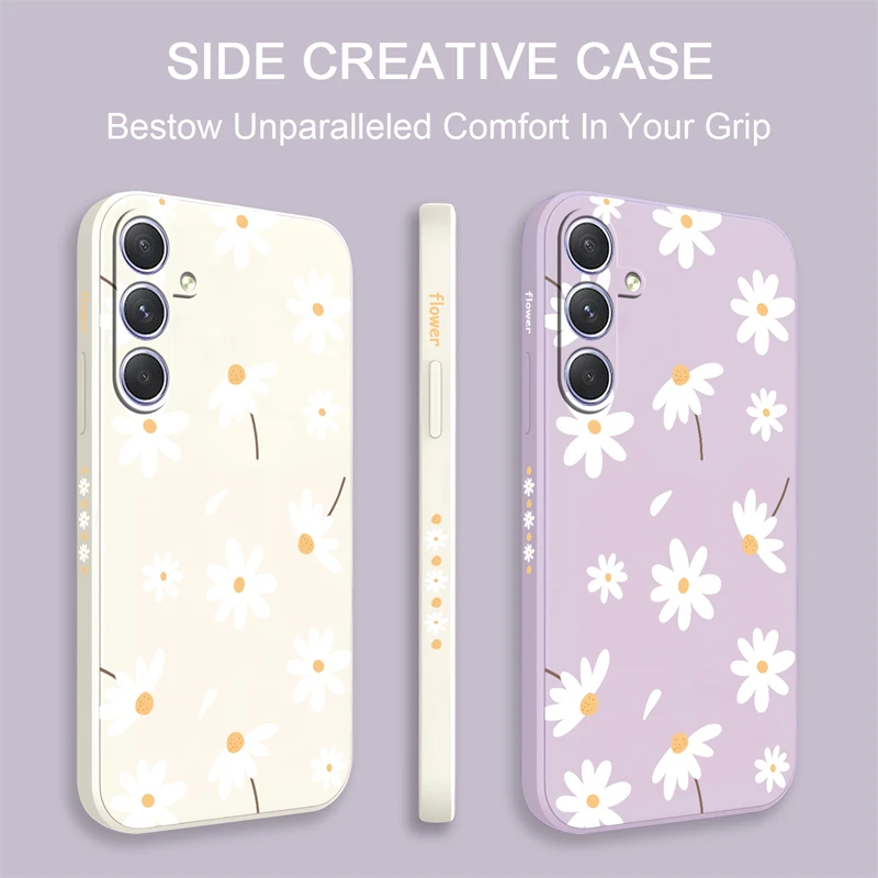 Korea Cute Little Daisies Flower Phone Case For Samsung Galaxy A53 A73 A54 A71 A72 A32 A33 A34 A31 A14 A24 Soft Silicone Cover