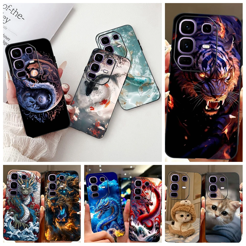

For Infinix Note 50 Pro+ 5G Phone Case Dragon Koi Fish Lion Dragon Pattern Cover For Infinix Note 50x 5G Soft Silicone Bumper