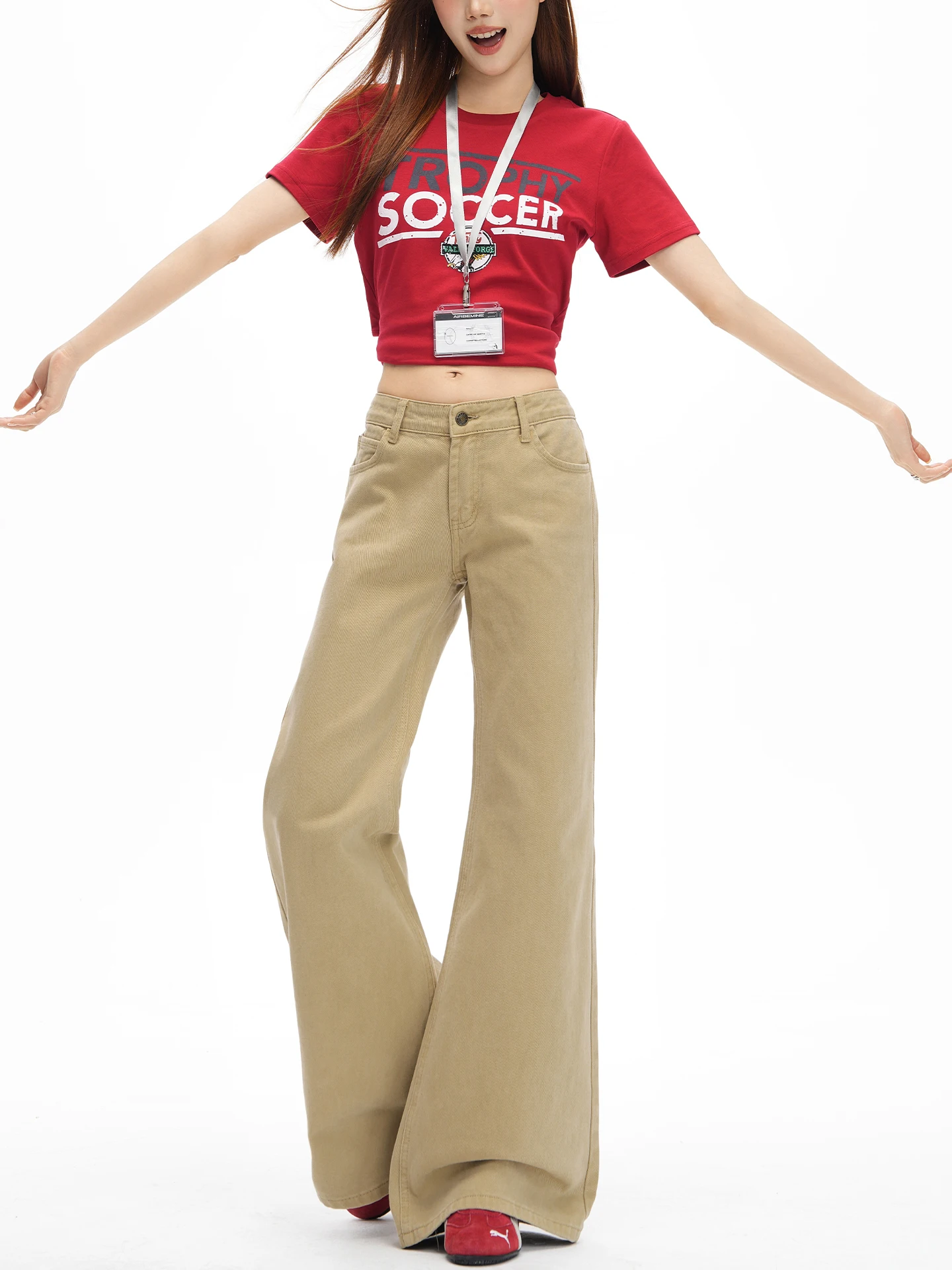 

Khaki Flared Jeans Women's Small Size Not Legging 2026 New Spring Retro Low Waist Slimming Flared Pants Casual Cotton Denim