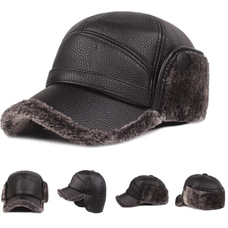 Classic Black New Autumn Winter Men Ear Protection Woolen Baseball Cap Thick Warm Anti Cold Duck Tongue Hat Outdoor Accessory