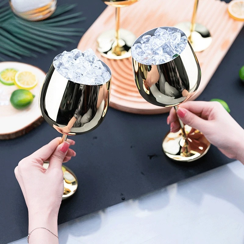 

Роскошная чашка из нержавеющей стали 304, 500 мл, бокал для вина, прочная металлическая чашка для красного вина, шампанского, бара, вечерние сока, напитки