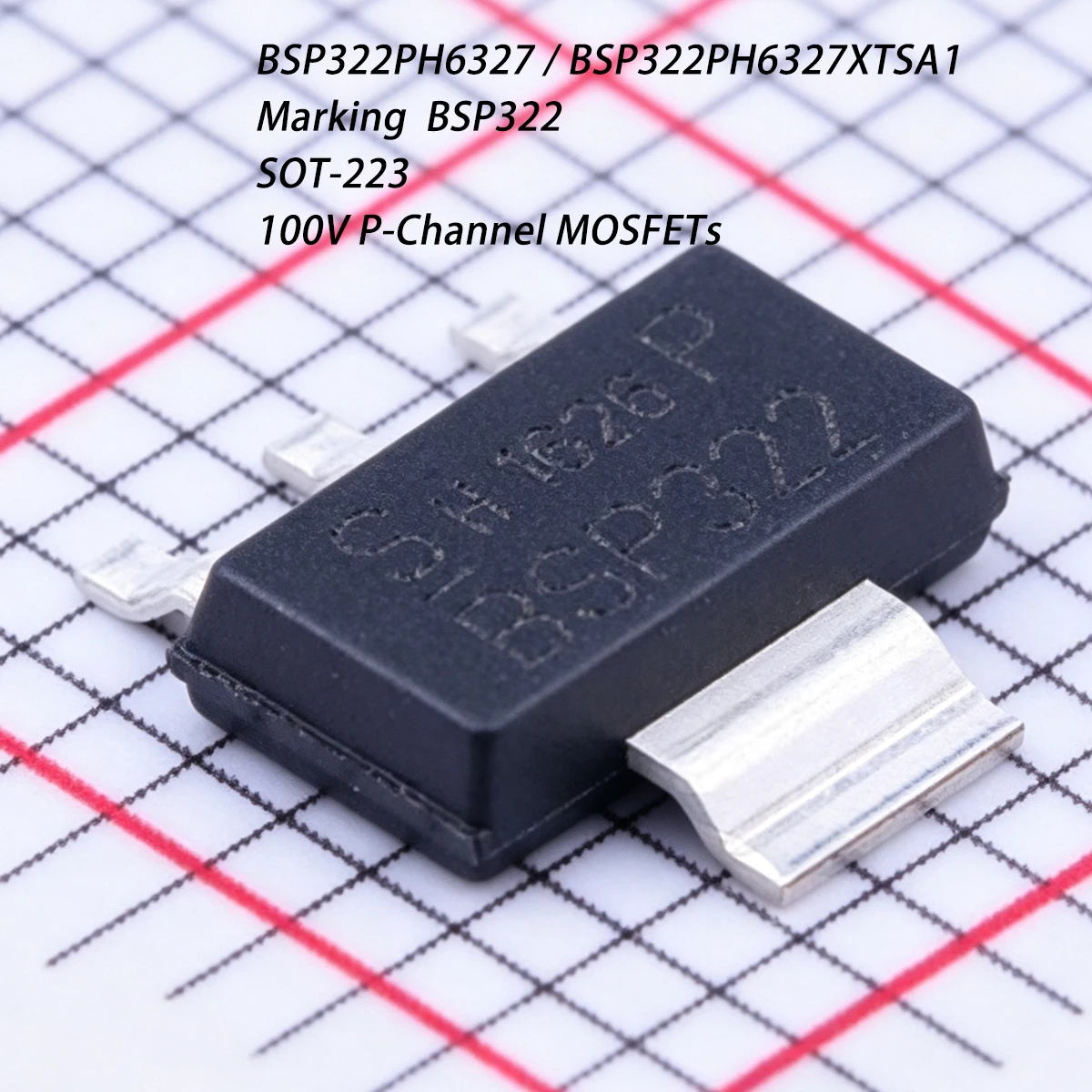 10PCS BSP322PH6327XTSA1 Marking BSP322 SOT223 1.8W 100V 1A 1Ω P-Channel NEW Original Field-Effect Transistor MOSFET BSP322PH6327