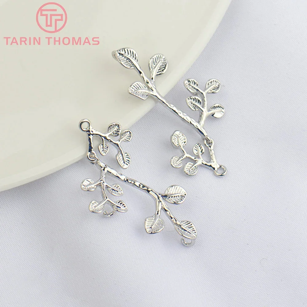 (1799)6PCS 21x32MM 24K Gold Color Plated Brass Tree Branch Charms Pendants High Quality Diy Jewelry Findings Accessories