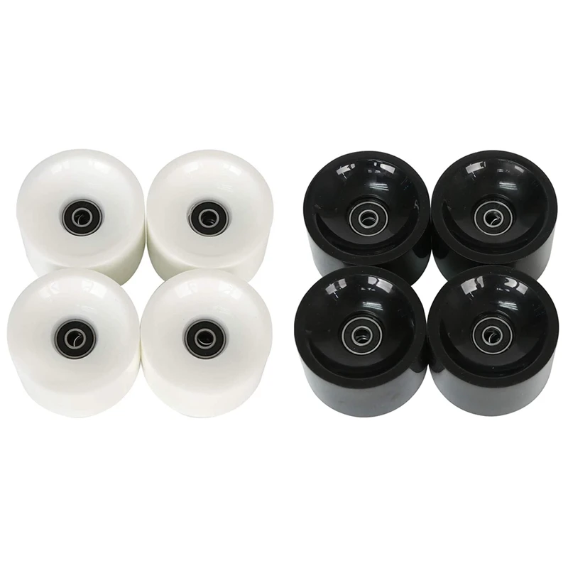 Set of 4 Wheels 70mm 78A Offset Hub Solid Longboard Wheels with ABEC 9 Black Bearing Riding Longboarding Wheels,White