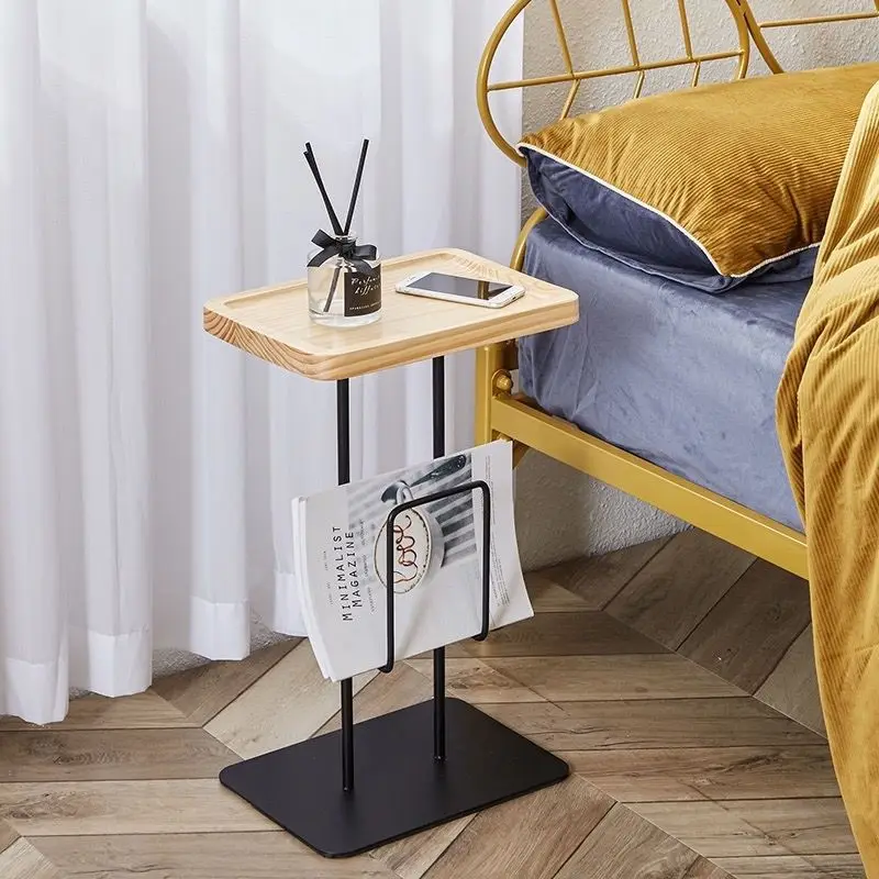 

Modern Minimalist Solid Wood Bedside Table Narrow Rectangular Japanese Style Nightstands Bedroom Furniture Small Cabinet Iron