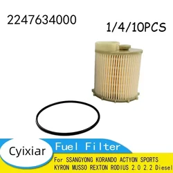 Diesel Fuel Filter for SSANGYONG KORANDO ACTYON SPORTS KYRON MUSSO REXTON RODIUS 2.0 2.2 Diesel Engine 2247634000 K2247034000