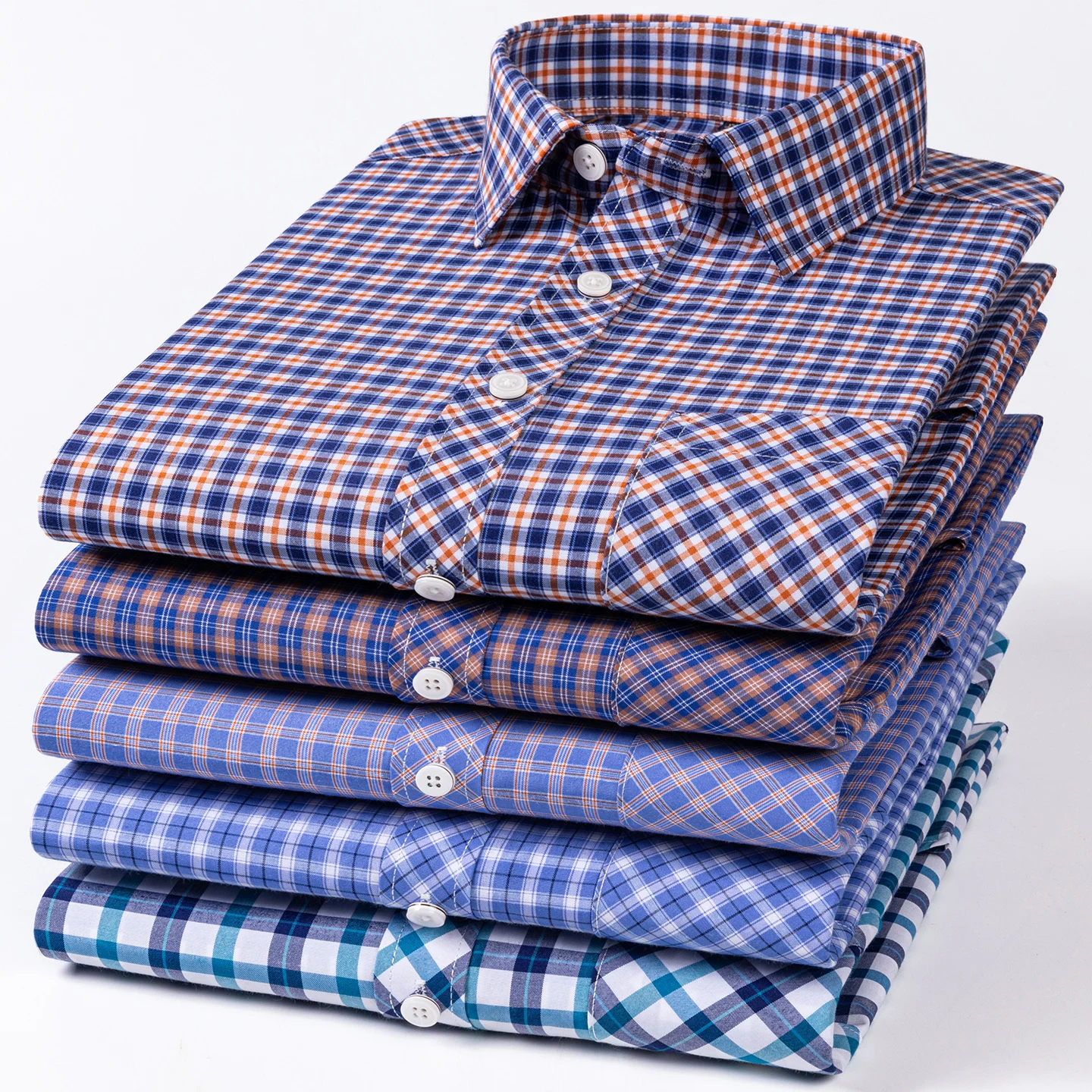 Luxury 100% Cotton Shirts For Men High-quality Spring Long Sleeve Slim Fit Plaid Soft Casual Thin New Design Buttoned Man Clothe view 2