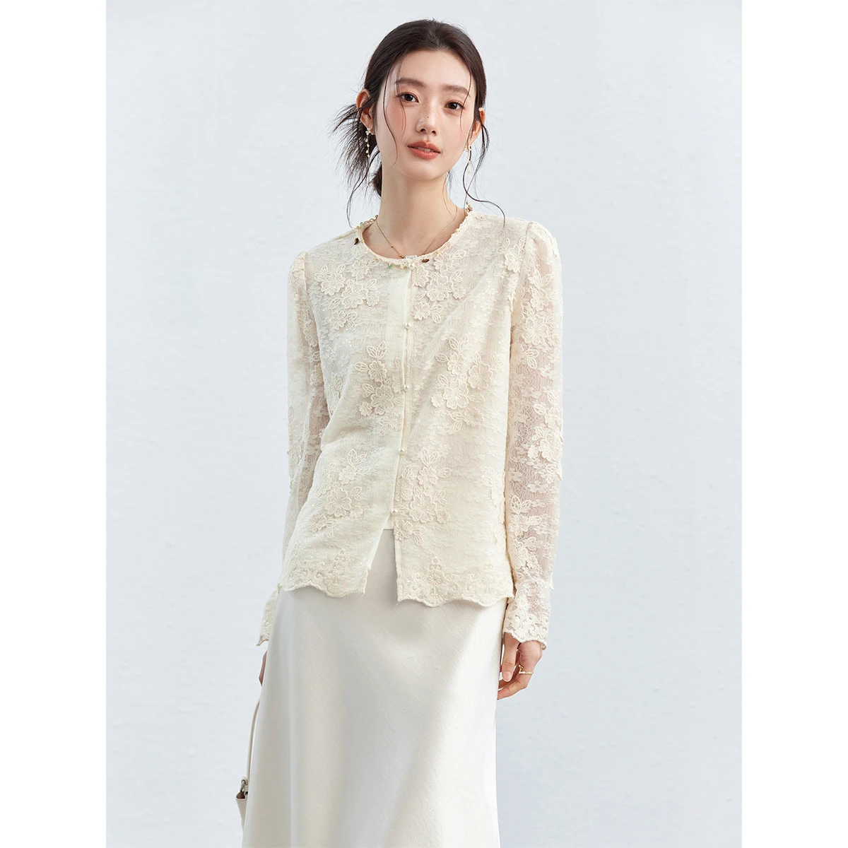 VIMLY Aprikosenfarbene Spitzen – Embroidery On Shirt Bewertung und Preis