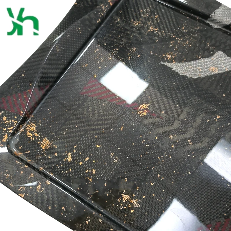 Bandeja de fibra de carbono seca 3K 30x25 cm, patrón de tejido mixto, placa forjada única