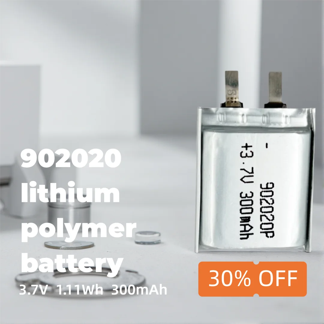 Durable 3.7V 300mAh Li-ion Battery 902020 Rechargeable Cell for Mini Electronics, DIY Projects, and Wearables