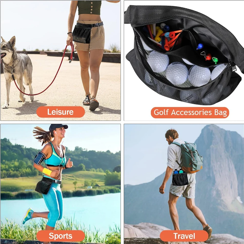 Tennis Ball Holder Adjustable Tennis Ball Waist Bag Sweatproof Mesh Cloth Ball Pouch Pickleball Training Holding Bag Accessory