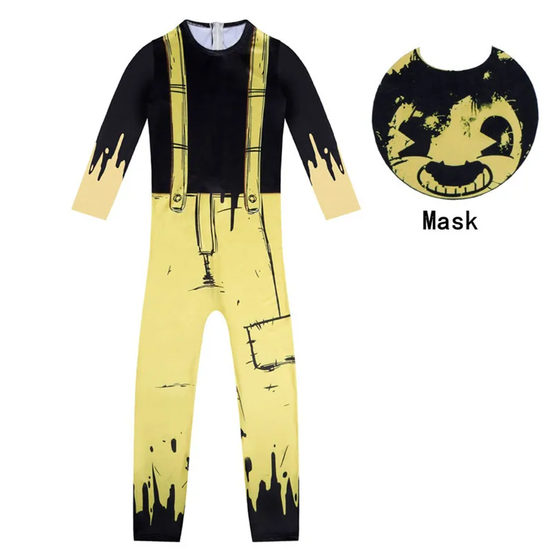 Kids Halloween Costumes Anime B-Bendy Boys Cosplay Bodysuit Girls Allison Jumpsuit+mask Cartoon Disfraces Carnival Party Clothes