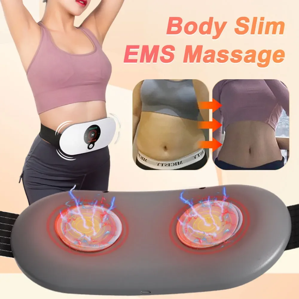 

EMS Abdominal Slim Massager Electric Waist Trainer Fat Cellulite Burner Belt Heating Muscle Massage Slimming Pulse Weight Loss