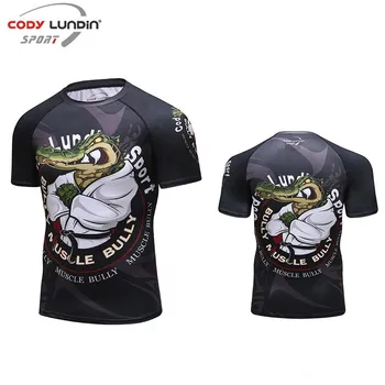 Cody Lundin 패션 3D 패턴 승화 반팔 티셔츠, 피트니스 남성 Bjj 압축 래시가드 주술 스포츠웨어 티 