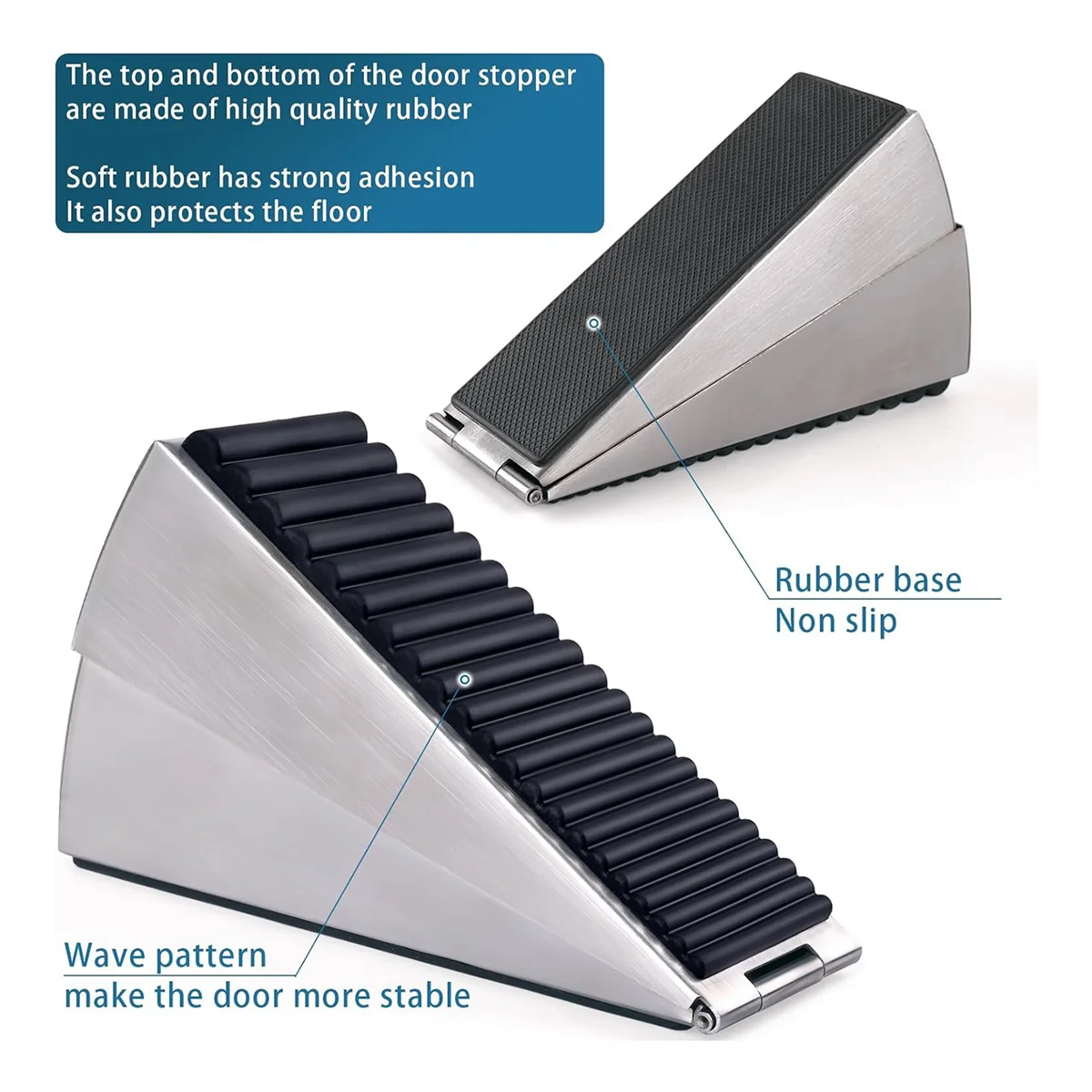 Heavy Duty Door Stop, Wedge Tall Stoppers para o fundo da porta, Mola ajustável carregada, Ternos de parada