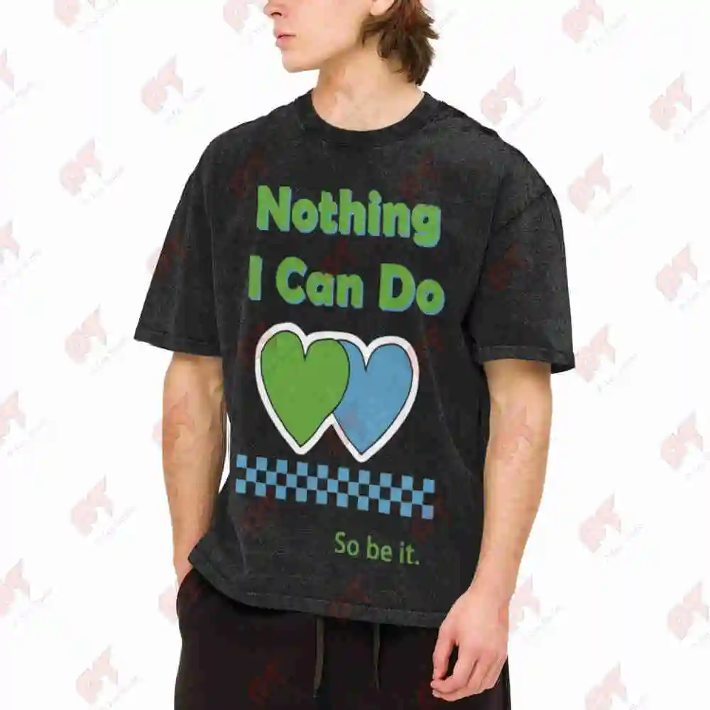 Louis Larry Stylinson Blue Green Heart Vintage Washed Tee Pure Cotton T-Shirt