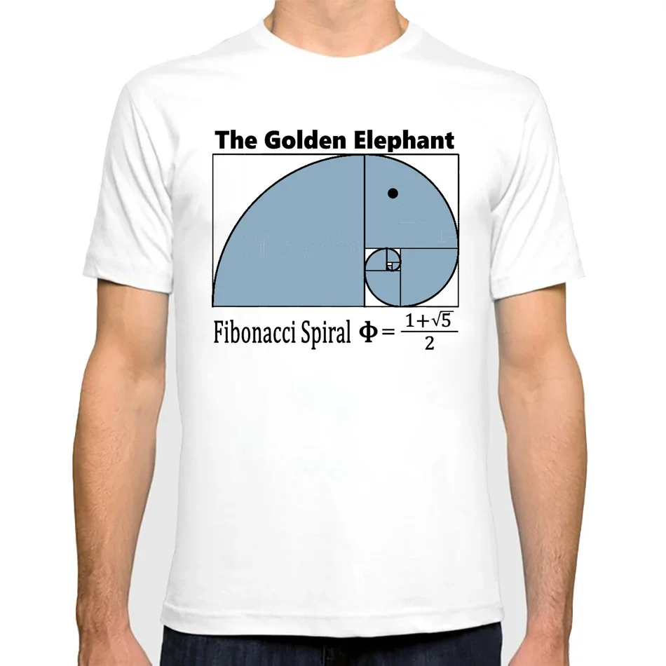 New Creative Trend Pattern Fibonacci Spiral Sequence Funny Geek Tshirt Men Summer White Casual T Shirt Unisex Geeker Streetwear