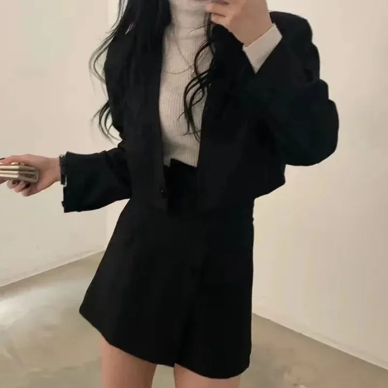 Gray Design High-end Women\'s Suit Skirt Spring and Autumn Jacket Commuter Casual Fashion Two-piece Thin Coat Blazer